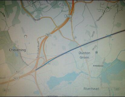 Map on the Dunton Green/Sevenoaks M25 and M26 Junction